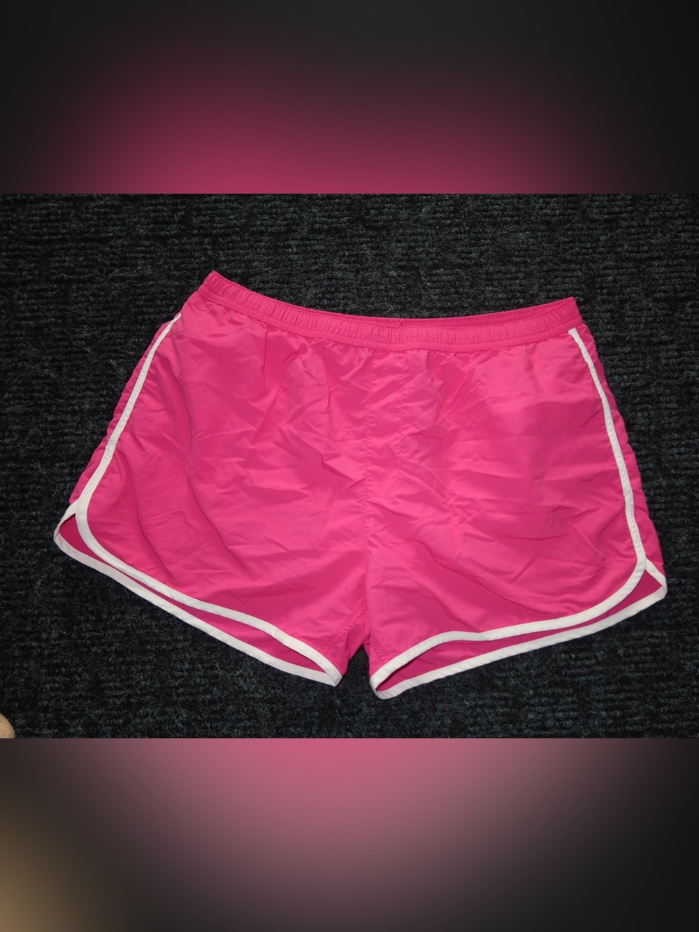 Zara Hot Pink Men's Swim Trunks with White Trim